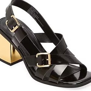 Worthington Black and Gold Strappy Sandals